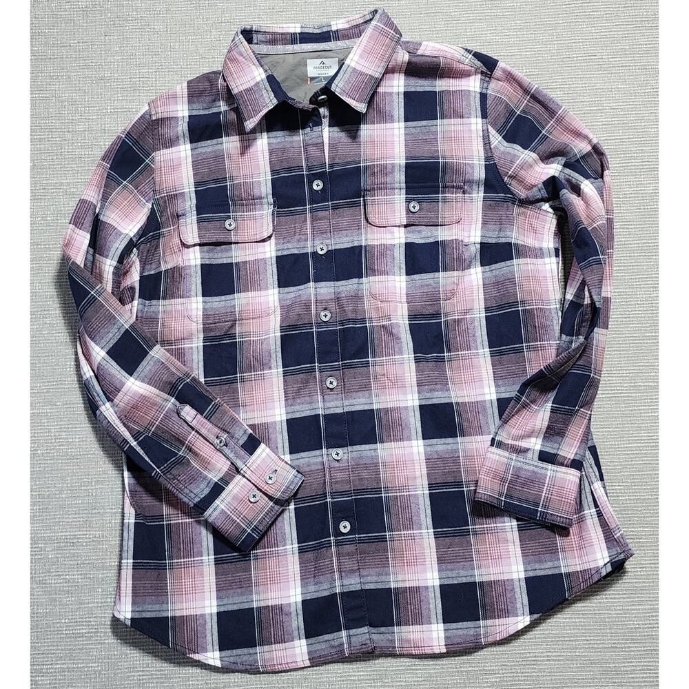 Ridgecut Women’s Plaid Button Up‎ Shirt Size Large Pink Navy - Picture 3 of 12